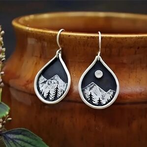 Earrings Teardrop Nature Inspired Mountains